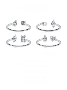 Macro detail of S925 sterling silver rings with various cubic zirconia stone cuts