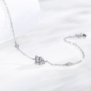 Elegant 925 sterling silver geometric sugar cube bracelet with sparkling zircon crystals