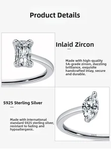 Detailed macro view of S925 sterling silver ring with hand-set 5A cubic zirconia stones