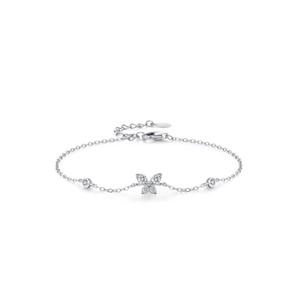 Elegant S925 sterling silver butterfly bracelet with shimmering zircon stones for women