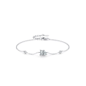 925 silver geometric bracelet featuring emerald and pear cut crystals on a delicate chain
