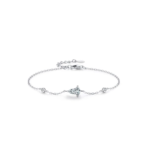 Elegant S925 sterling silver bracelet with geometric teardrop zirconia on white background