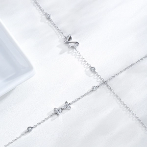 Minimalist S925 sterling silver butterfly bracelet with sparkling zircon for women