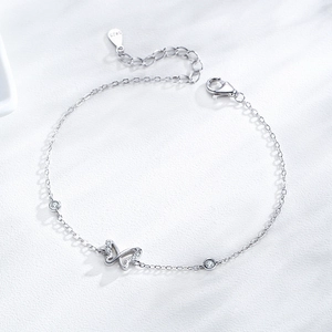 Elegant S925 sterling silver hollow butterfly bracelet with sparkling zircon stones