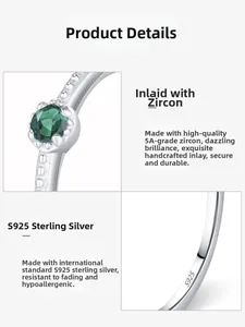 Macro shot of S925 sterling silver stamp and 5A emerald green zircon setting details