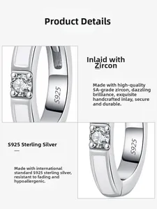 Macro detail of S925 sterling silver ring featuring 5A zircon and authentic hallmark