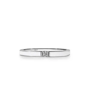 925 Sterling Silver White Enamel Ring For Women Minimalist Zirconia Inlaid Stackable Fashion Ring Elegant Jewelry Gift