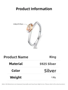 Detailed view of S925 silver ring with 0.5x0.7cm marquise champagne zircon gemstone