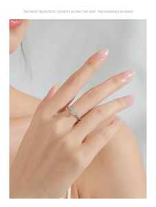 Detail of S925 silver ring featuring a radiant square yellow zircon in a halo setting