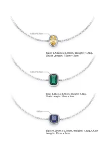 Detail view of S925 silver bracelet dimensions and candy-colored zircon gemstone specs