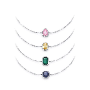 Elegant S925 silver bracelet set with colorful teardrop and square zircon gemstones