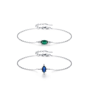 Bracciali vintage in argento S925 con zirconi ovali verde smeraldo e blu zaffiro