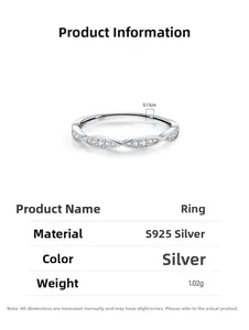 Detailed view of S925 sterling silver interlaced ring with micro-pave cubic zirconia