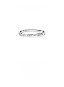 Macro shot of S925 sterling silver twisted rope ring featuring micro-pave zircons
