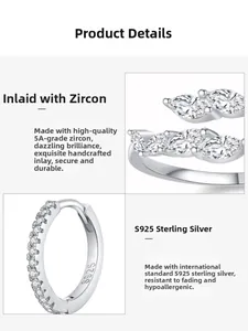 Macro view of S925 sterling silver ring set with high-grade 5A marquise cubic zirconia