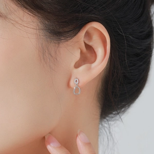 Boucles d'oreilles pendantes géométriques en argent S925 avec zircons scintillants