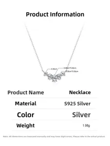 Product specifications of S925 sterling silver necklace with geometric zircon details