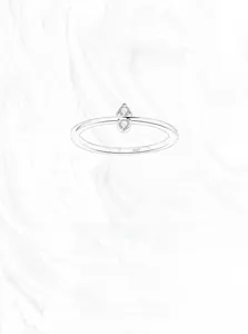 Macro detail showing S925 hallmark on minimalist sterling silver ring with two cubic zirconias