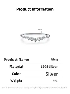 Macro view of S925 sterling silver V-shaped ring with micro-set diamonds and hallmarks
