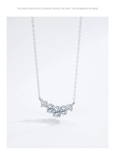 Detail of S925 sterling silver necklace with five gradient cubic zirconia stones