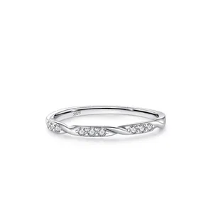 925 Sterling Silver Zirconia Twisted Band Ring For Women Minimalist Stackable Mobius Loop Finger Ring Simple Jewelry