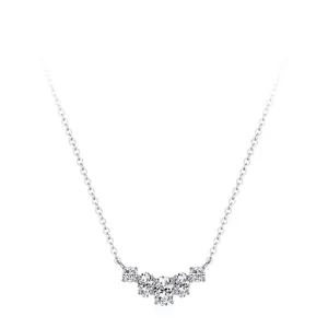 S925 Sterling Silver Geometric Zirconia Pendant Necklace For Women Clear Cubic Zirconia Minimalist Jewelry Clavicle Chain Gift