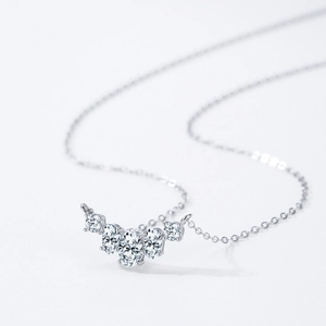 Sparkling S925 sterling silver necklace with geometric zircon pendants on a thin O-chain