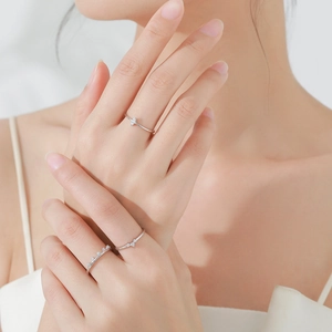 Minimalist S925 sterling silver stackable ring set with zircon accents for women