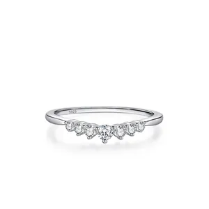 925 Sterling Silver Zirconia Ring Simple V-Shaped Band For Women Exquisite Fashion Minimalist Stackable Finger Ring Jewelry