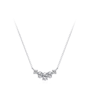 Elegant S925 sterling silver necklace featuring five geometric sparkling zircon stones