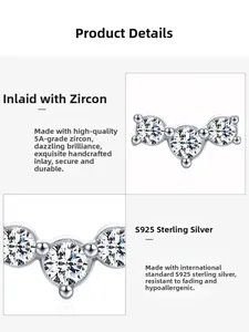 Macro detail of S925 sterling silver stud earrings with 5A grade zircon hand-set stones