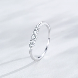 Elegant S925 sterling silver ring with seven graduated pavé-set round zircon gemstones