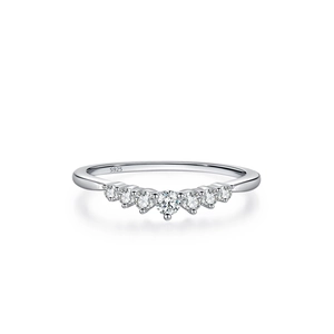 Elegant S925 sterling silver V-shaped ring with minimalist pavé set zircons