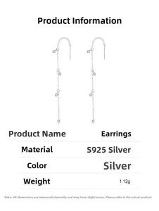 Detailed view of S925 sterling silver tassel earrings weighing approximately 1.12g