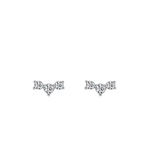 925 Sterling Silver Zirconia Stud Earrings For Women Minimalist Cute Candy Shape Mini Curved Bar Sparkling Jewelry Gift
