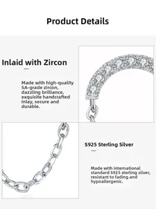 Macro detail of S925 sterling silver chain earrings featuring inlaid 5A cubic zirconia