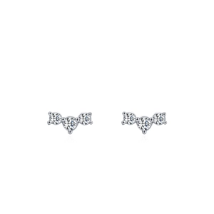 S925 sterling silver mini candy stud earrings with three sparkling round zircons