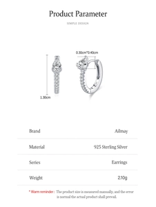 Spécifications techniques pour boucles d'oreilles goutte en argent 925 et zircone