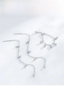Detail of S925 sterling silver long tassel earrings and matching bracelet set