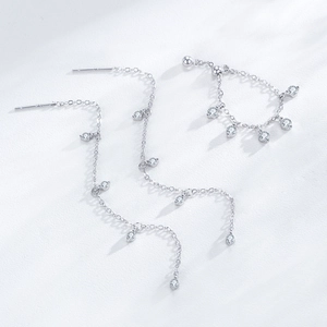 S925 sterling silver adjustable chain ring with minimalist round pendant and tassel