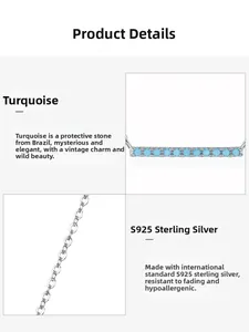 Macro view of S925 sterling silver chain and Brazilian turquoise pendant craftsmanship