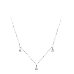 S925 Sterling Silver Water Drop Pendant Necklace For Women Zirconia Drop Stones Simple Elegant Clavicle Chain Jewelry Gift