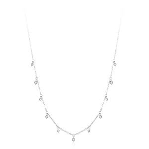 925 Sterling Silver Zirconia Necklace For Women Delicate Round CZ Pendant Choker Geometric Chain Fashion Jewelry Gift