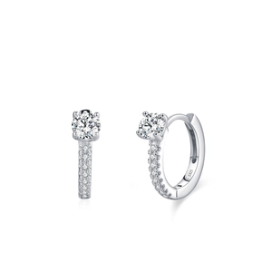 Elegant S925 sterling silver hoop earrings with sparkling round cubic zirconia stones