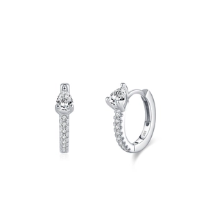 Boucles d'oreilles créoles en argent S925 avec zircons en forme de goutte d'eau