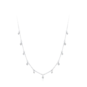 Elegant S925 sterling silver necklace with sparkling cubic zirconia charms on a white background