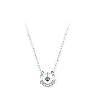 925 Sterling Silver Horseshoe Pendant Necklace For Women Elegant U-Shaped Zirconia Inlaid Clavicle Chain Jewelry Gift