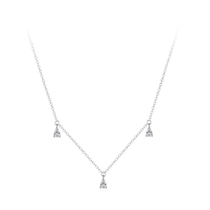 S925 sterling silver necklace featuring three sparkling pear-shaped zircon droplets