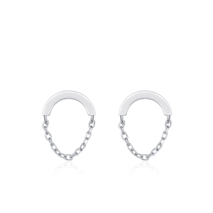 Boucles d'oreilles élégantes en argent S925 avec chaîne et design à arc minimaliste