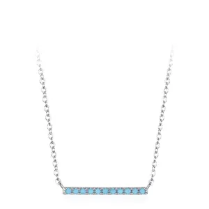 Minimalist 925 Sterling Silver Bar Necklace For Women Geometric Turquoise Inlaid Horizontal Line Pendant Elegant Commute Jewelry